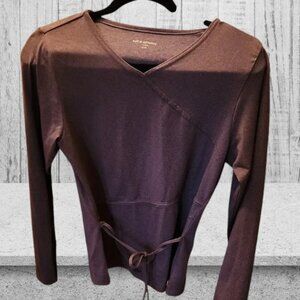 Purple Long Sleeve Top with Tie Waist